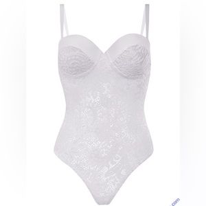 NWT Fantasy Lingerie Premiere White Lace Teddy | Push Up Cup Sexy Bodysuit Cute